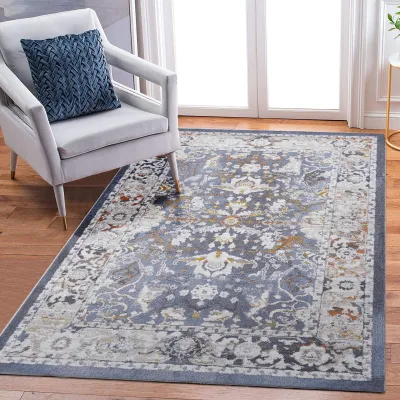 LOOM & LUXE Collection 5X7 Blue/Traditional Non-Shedding Living Room Bedroom Dining Home Office Stylish and Stain Resistant Area Rug