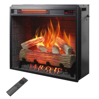 23 inch Infrared  heating electric fireplace insert, with log set & realistic flame, remote control with timer, overheating protection