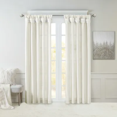 Twist Tab Lined Window Curtain Panel White 50x84"