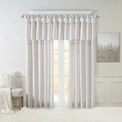 Twist Tab Lined Window Curtain Panel Silver 50x95"