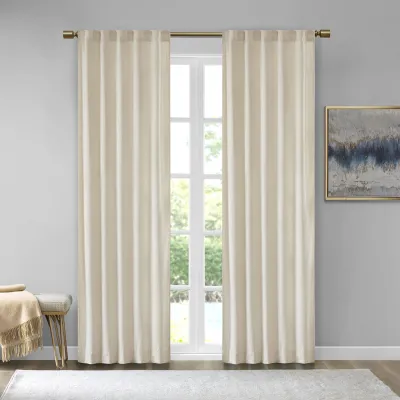 Room Darkening Metallic Printed Poly Velvet Rod Pocket/Back Tab Window Panel Pair Ivory 37x95"
