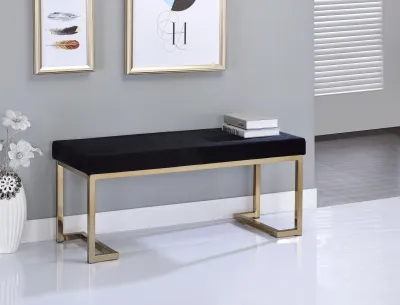 Boice Black Fabric & Champagne Finish Bench