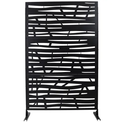 Outdoor & Indoor Privacy Screen Metal Privacy Screen 76" H×48" W, Freestanding Decorative Privacy Screen for Deck Balcony Patio, Privacy Fence Panels for Outside Lawn Garden PS109 BLACK