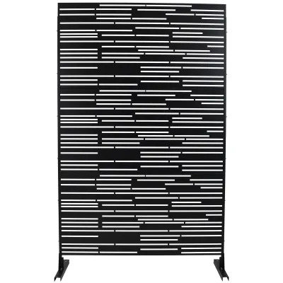 Outdoor & Indoor Privacy Screen Metal Privacy Screen 76" H×48" W, Freestanding Decorative Privacy Screen for Deck Balcony Patio, Privacy Fence Panels for Outside Lawn Garden PS108 BLACK