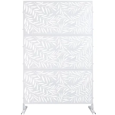 Outdoor & Indoor Privacy Screen Metal Privacy Screen 76" H×48" W, Freestanding Decorative Privacy Screen for Deck Balcony Patio, Privacy Fence Panels for Outside Lawn Garden PS119 WHITE