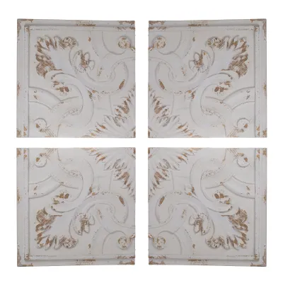 S/4 Distressed Wooden Square Wall Panels, 17.5x17.5"