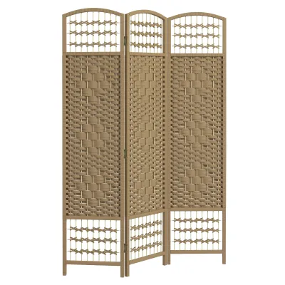 HOMCOM 3 Panel Room Divider, Folding Screen, 5.6', Natural