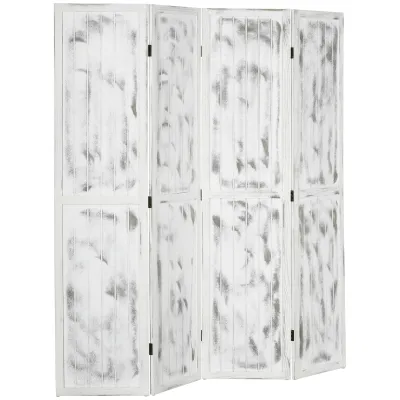 HOMCOM 5.5' 4 Panel Room Divider Folding Privacy Screen Panels, White