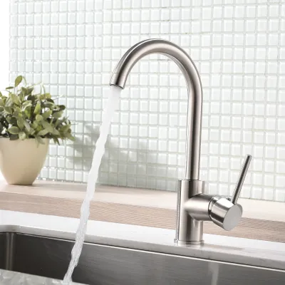 Kitchen Faucet Single Handle Stainless Steel,Commercial Single Hole Kitchen Sink Faucet,Modern One Hole Bar Sink Faucet