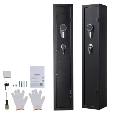 Gun Safe, Heavy Duty Cold-Rolled Steel Fireproof Rifle Cabinet with Digital Keypad & Key, Large Long Gun Cabinet with Magazine and LED Lighting, Adjustable Racks for Rifles, Pistols, Shotgun