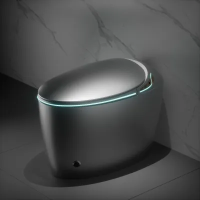 Unique Smart Toilet with Bidet Built In, Intelligent One Piece Toilet For Modern Bathroom, Auto Open/Close Seat, Foot Sensor, LED Display,Night Light, Warm Water & Dryer,Grey