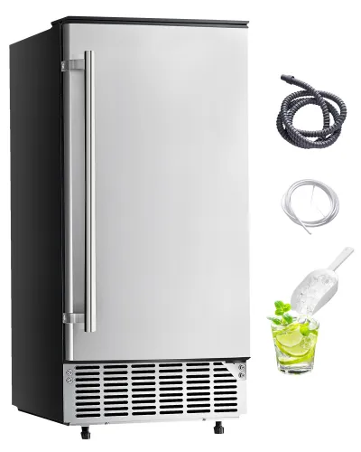 Undercounter Built-in Ice Maker, 80 Lbs/Day Under Counter Ice Maker Machine with Reversible Door Stainless Steel, Freestanding Ice Maker for Commercial Home Kitchen, Electric Drainage