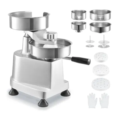 Commercial Burger Patty Maker, Hamburger Beef Patty Maker with 3 Convertible Mold(4/5/6-inch), Heavy Duty Stainless Steel Burger Press Machine, Meat Forming Processor with 1500 Pcs Patty Papers