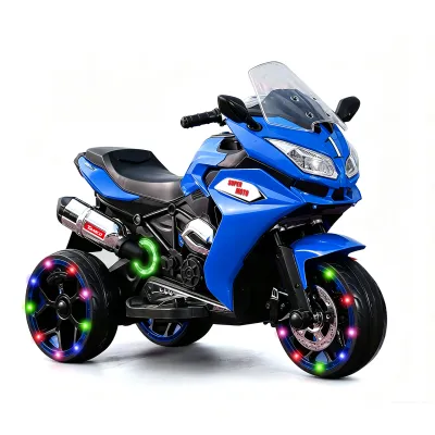 12V Electric Motorcycle for Kids 3-6 Years  Large 41" Ride-On Trike with LED Glowing Wheels, Full-Body Cool Lights, MP3 & Wireless Phone Music, 3.2 MPH, 66LB Capacity