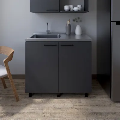 Utility Sink Cabinet Burwood, Kitchen, Black