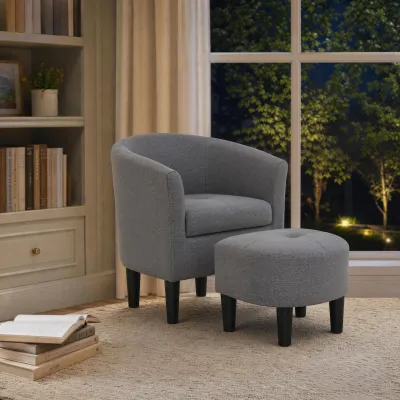 Moss 25.5" Wide Polyester Barrel Chair and Ottoman