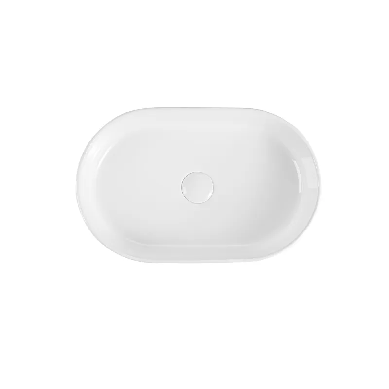 BB1820A301, Integrated Oval White Ceramic Basin, Drain and faucet NOT Included