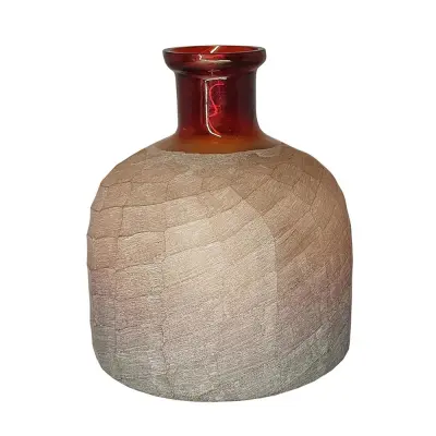 D7.5x8" Decorative Glass Flower Vase, Terracotta