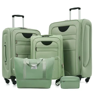 Softside Luggage Expandable 3 Piece Set Suitcase with Duffel Bag Upright Spinner Softshell Lightweight Luggage Travel Set-22/26/30 IN