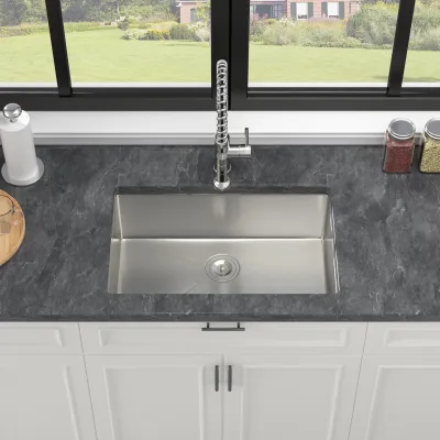 28 Inch Undermount Sink - 28" x 18" x 9" Undermount Stainless Steel Kitchen Sink 16 Gauge 9 Inch Deep Single Bowl Kitchen Sink Basin, with Drain Strainer (No Additional Accessories)
