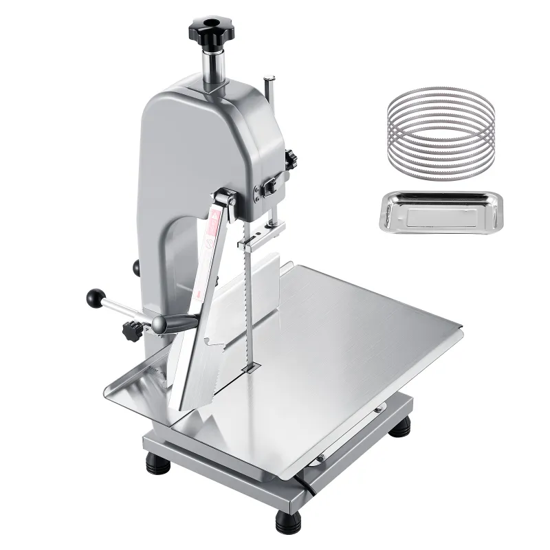 Commercial Electric Meat Bandsaw, 1500W Bone Sawing Machine with 12.4" x 18.1" Workbench, 0-4.3" Cutting Thickness, 7 Extra Replacement Blades, for Cutting Bone, Frozen Meat, Pork, Beef & Ribs