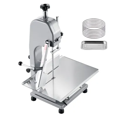 Commercial Electric Meat Bandsaw, 1500W Bone Sawing Machine with 12.4" x 18.1" Workbench, 0-4.3" Cutting Thickness, 7 Extra Replacement Blades, for Cutting Bone, Frozen Meat, Pork, Beef & Ribs