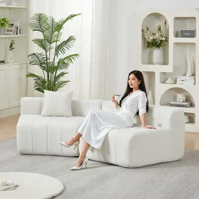 Chenille curved sectional sofa with 2 pillows,Curved Symmetrical Modular Semi Circular Sofa Sectional for bedroom, living room, office for leisure or nap, reading room, and lobby