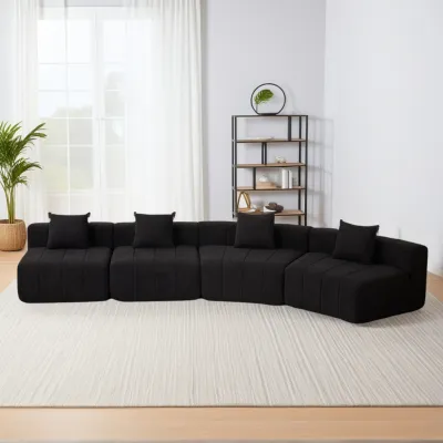 Two curved seats and two single seats,Chenille curved sectional sofa with 4 pillows,Curved Symmetrical Modular Sofa Sectional ,Two curved seats and two single seats