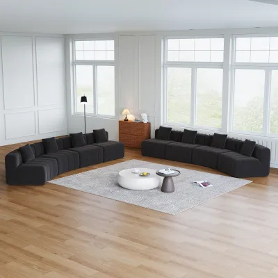 Four curved seats and four single seats,Chenillle curved sectional sofa with 8 pillows,Curved Symmetrical Modular Sofa Sectional