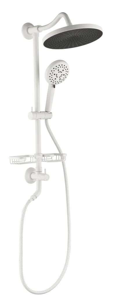 ShowerSpas Shower System, with 10" Rain Showerhead, 4-Function Hand Shower, Adjustable Slide Bar and Soap Dish