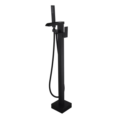 Freestanding Bathtub Faucet Tub Filler Matte Black Floor Mount Bathroom Faucets Single Handle with Hand Shower