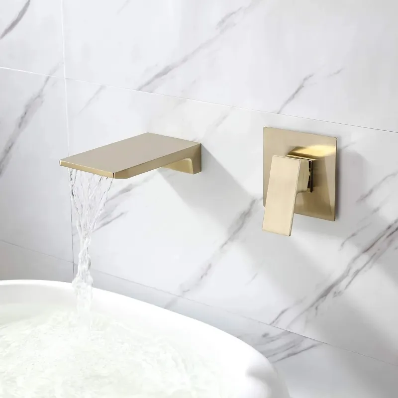 Single Handle Wall Mount Waterfall Bathroom Sink Faucet