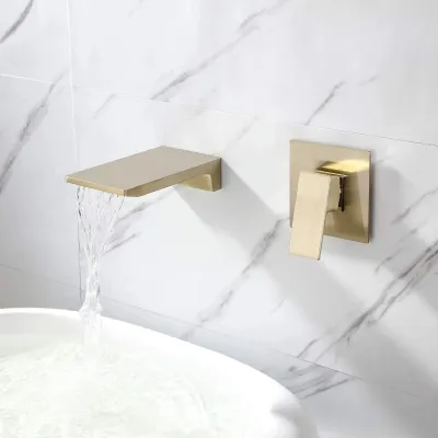 Single Handle Wall Mount Waterfall Bathroom Sink Faucet