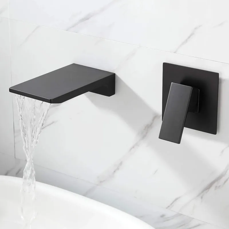 Single Handle Wall Mount Waterfall Bathroom Sink Faucet