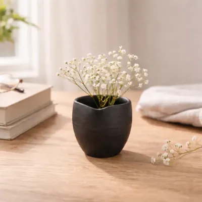 Minimal Black Aluminum Vase Modern Matte Décor
