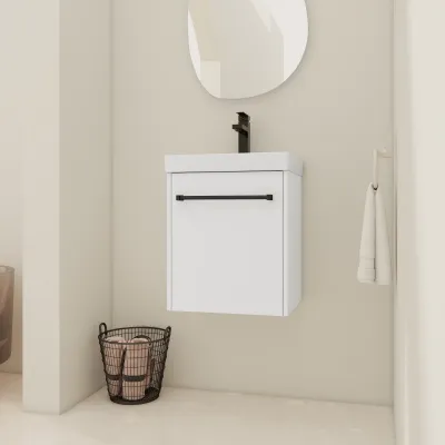 18'' Floating Wall-Mounted Bathroom Vanity with Ceramic Sink & Soft-Close Cabinet Door, For Small Bathroom