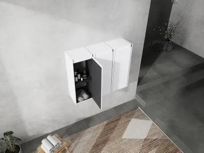 12" Bathroom Side Cabinet, 3-Soft Close Doors, Float Mounting Design, 12*3(KD-Packing)