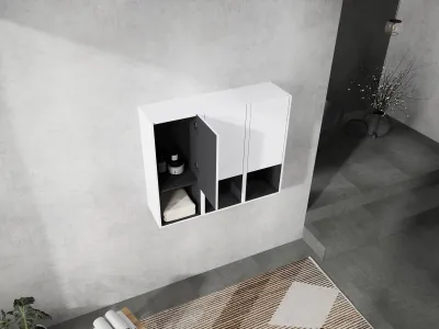 12" Bathroom Side Cabinet,3-Soft Close Doors,Float Mounting Design,12*3(KD-Packing)