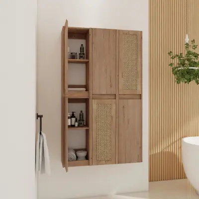 36" Bathroom Side Cabinet,6-Soft Close Doors,Float Mounting Design, 00512IMO*3-00112IMO*3 (KD-Packing)