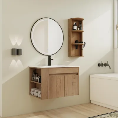 30" Wall-Mounted Bathroom Vanity With Sink and Storage Rack, Soft Close Doors,00612IMO-02730IMO Combination Cabinet(KD-Packing)