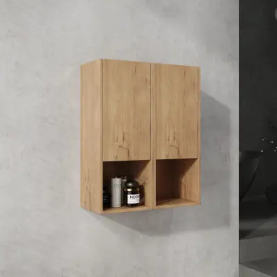24" Bathroom Side Cabinet,Soft Close Doors,Float Mounting Design,Imitative Oak,(KD-Packing)