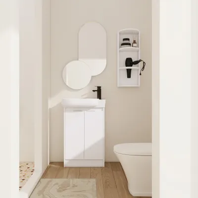 23" Freestanding Bathroom Vanity with Sink and Storage Rack, Soft Close Doors