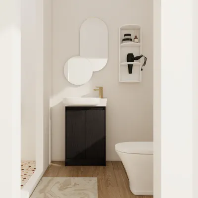 23" Freestanding Bathroom Vanity with Sink and Storage Rack, Soft Close Doors