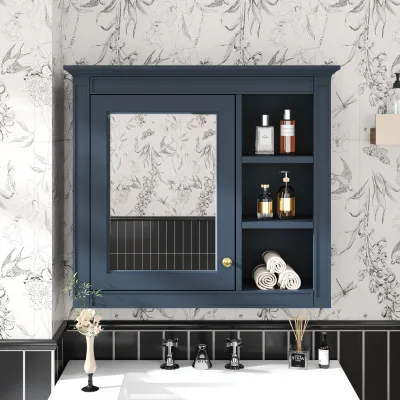 30'' x 28'' Medicine Cabinet, Wall Mounted Bathroom Storage Cabinet, Modern Bathroom Wall Cabinet with Mirror,Medicine Cabinet, Mirror Cabinet with 3 Open Shelves (Not Include Bathroom Vanity )
