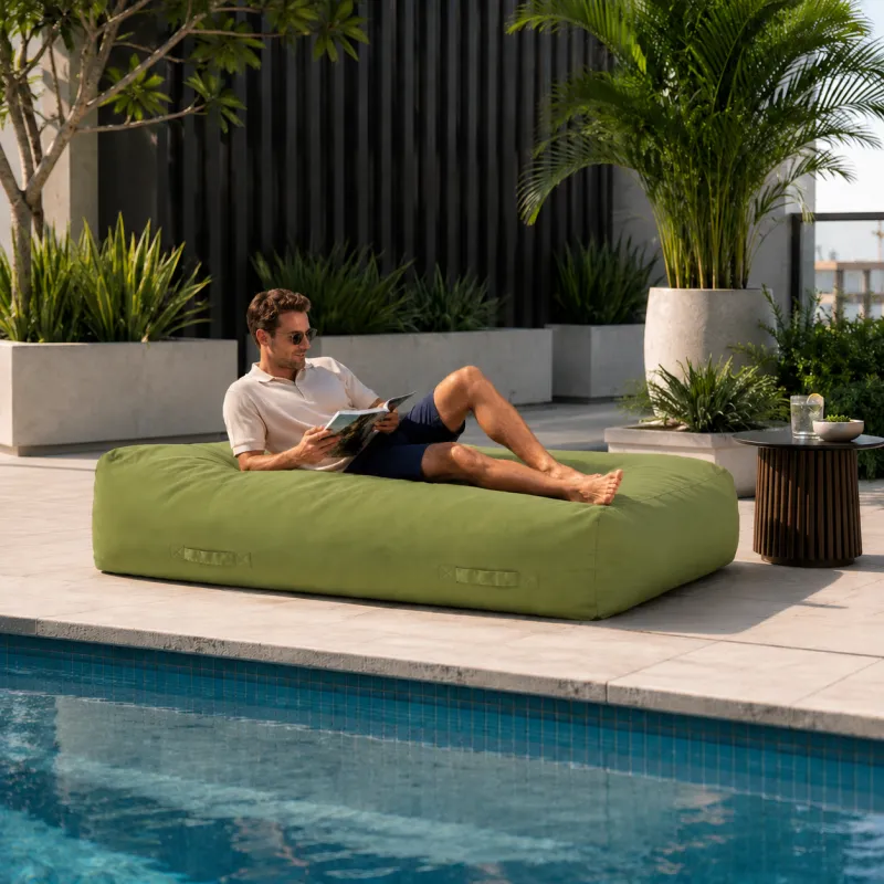 Kasper Water Resistant 6'x3' Lounger Bean Bag, Green