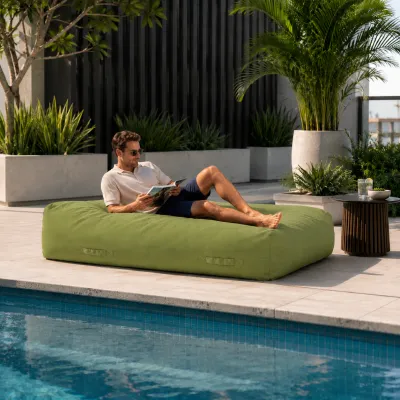 Kasper Water Resistant 6'x3' Lounger Bean Bag, Green