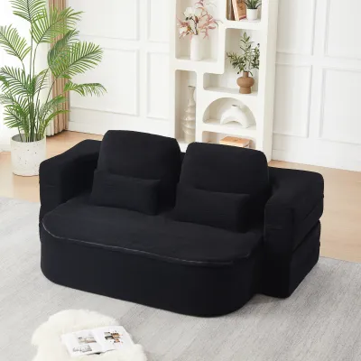 75'' 2-in-1 Foldable Sofa,Convertible Sleeper Foam Sofa Bed with Multi Functional Blanket, Corduroy Floor folding sofa bed,  Floor Sofa Lounge Sofa for Living Room Bedroom Lounge Studio