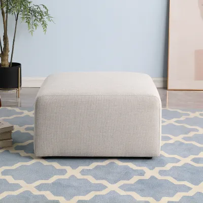 Sofa Ottoman, No Assembly Required, Beige Chenille Fabric  29.92" L × 29.92" W × 16.73" H (Length × Width × Height)