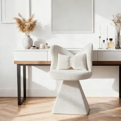 Vanity Chair with Butterfly Back,Swivel Accent Chair Dining Chairs,Makeup Stool for Bedroom Dressing Table,Suitable for Living Room,Dining Room,Study,Recreational Areas WHITE