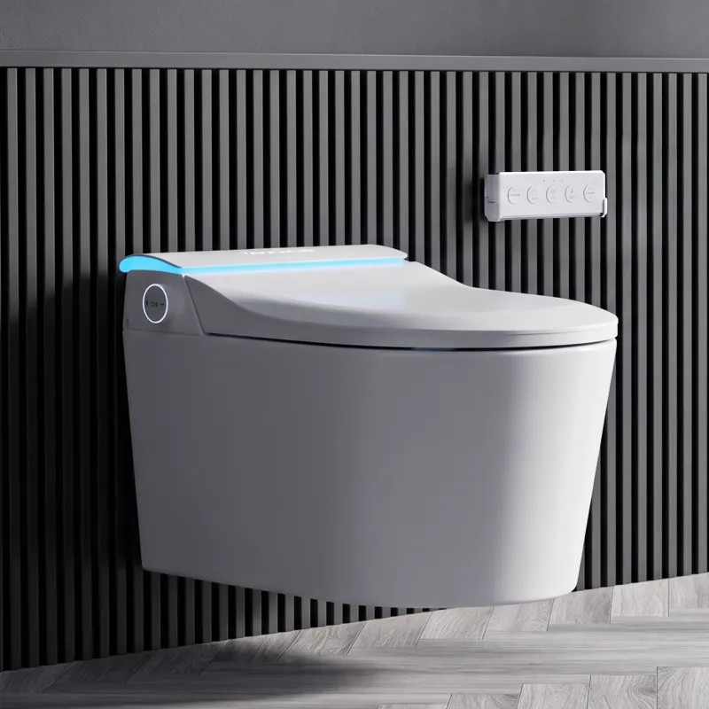 Wall-mounted Smart Toilet, Automatic Lid Opening, No Water Pressure Limitation, Wall Drain, All-in-One Bidet with Aromatherapy Deodorization for Home Use